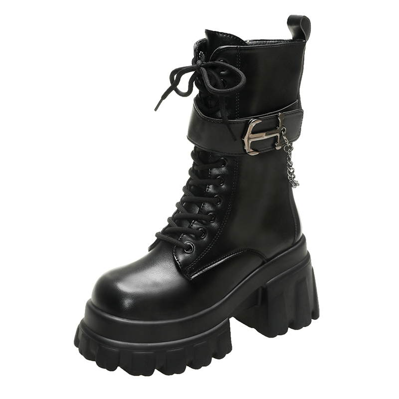 Sewing Latex - Sepatu Boots Wanita 11cm dengan Wedges