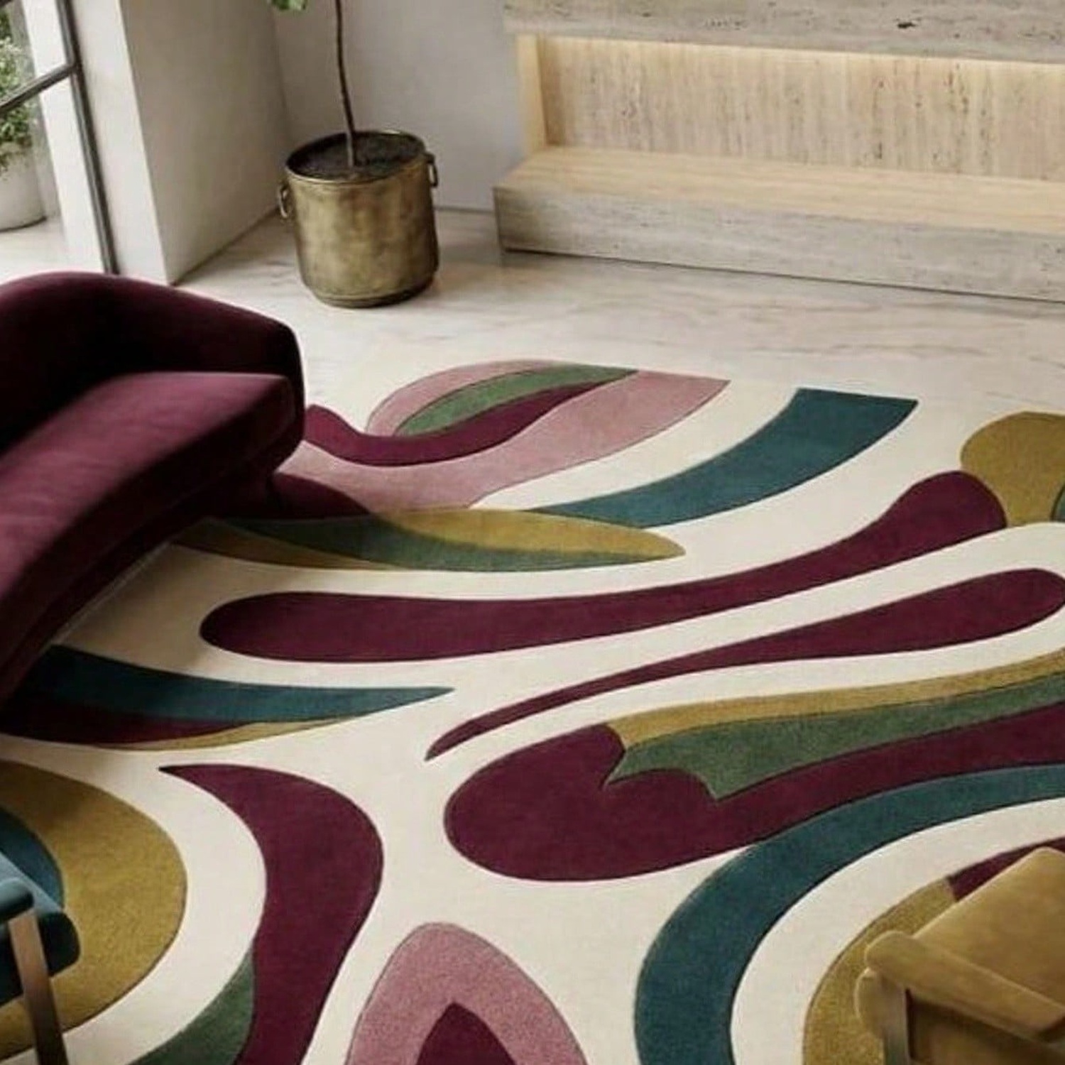Century Textile & Sewing Supply - Karpet Bermotif Abstrak, Karpet Gaya Modern