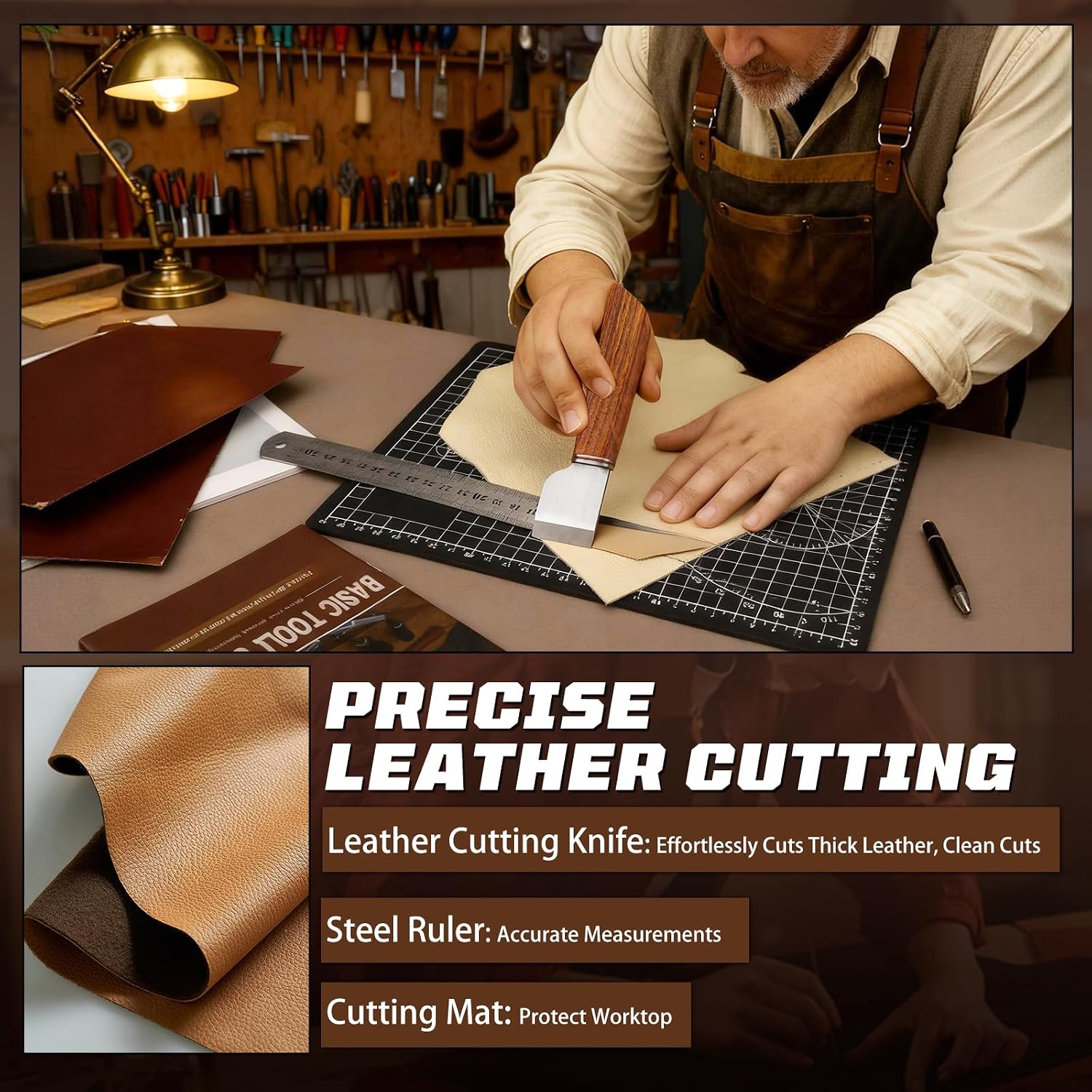 Perlengkapan Kerja Kulit, Pera - Sewing Kit ulasan dan harga